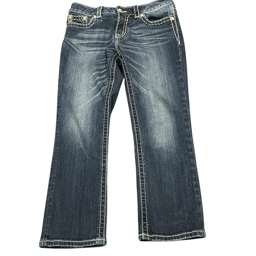 Miss Me Jeans Women's Size 28 Boyfriend Capri Stretch Blue Denim Cotton Blend